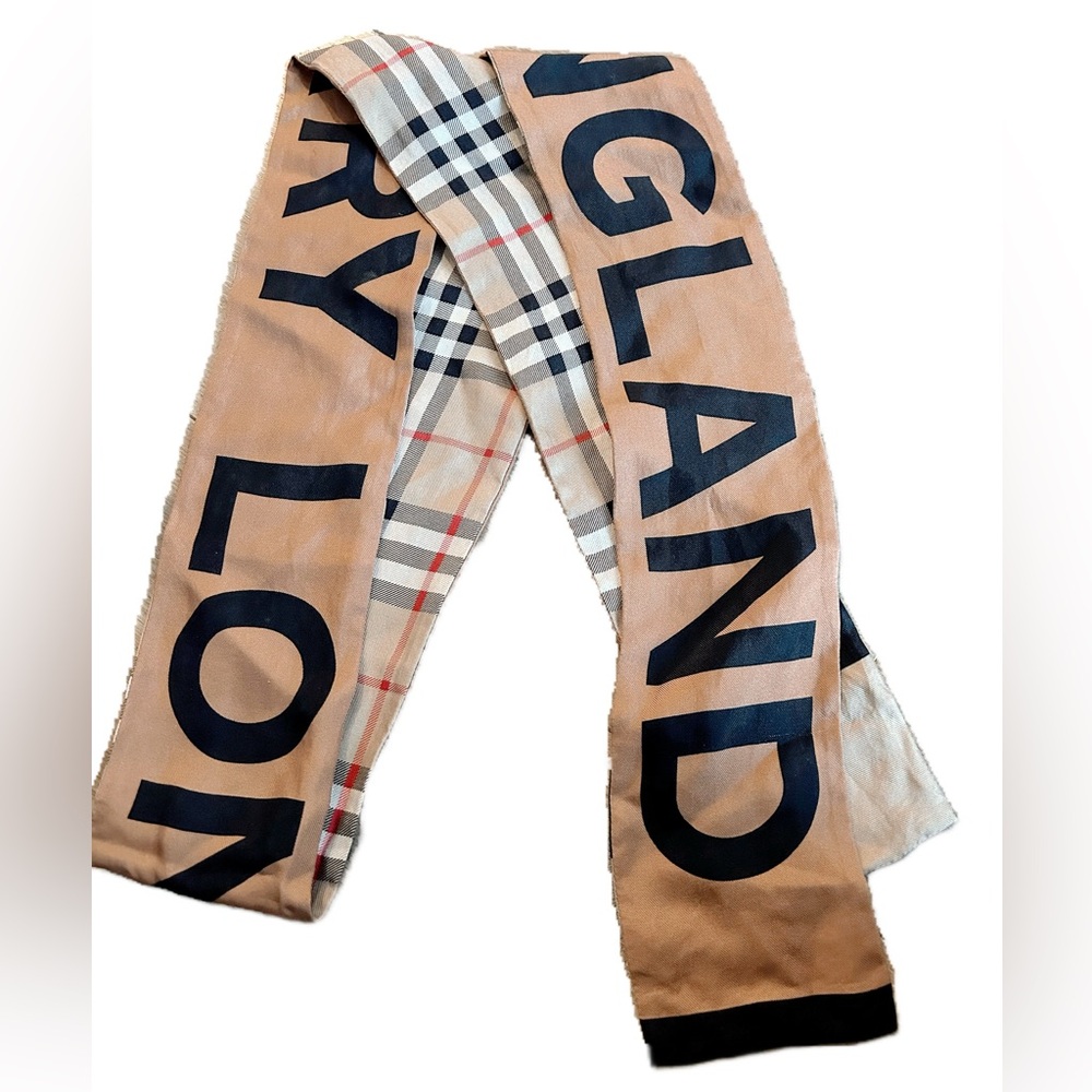 Burberry Tan and Black Checkered Scarf
